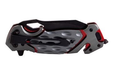 Image of UZI Responder Steel Blade VII with Belt Cutter and Window Breaker, Black, Grey, and Red UZK-FDR-007