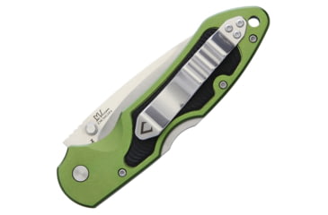 Image of V NIVES Griptide Lockback Folding Knife, 4.5in Closed, 3.25in Satin 8Cr13Mov SS Drop Point, Green Aluminum Handle With Black Rubber Insert, Thumb Stud, Pocket Clip, Storage Case., V06ALPGR