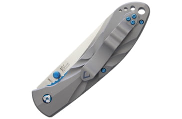 Image of V NIVES Poseidon Linerlock Folding Knife, 4.75in Closed, 3.5in Satin 154Cm SS Blade, Gray Sculpted Titanium Handle, Thumb Stud, Pocket Clip, Storage Case., V04TIP