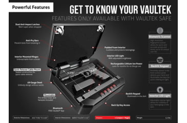 Image of Vaultek Safe VT10 Sub-Compact Rugged Bluetooth Smart Safe, Black, VT10-BK