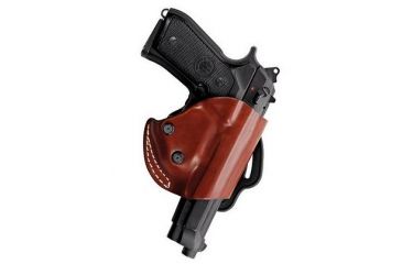 Image of Vega Holsters Belt Leather Uncovered Full Barrel Holster, Brown/Black Leather, Beretta 92/98 NS100