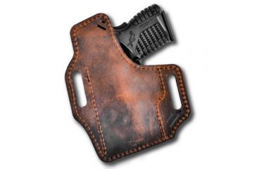 Image of VersaCarry Underground Premium, Guardian OWB Holster, Black Vault, Water Buffalo Leather, Black/Distressed Brown, Subcompact UGB3BRN, EDEMO1