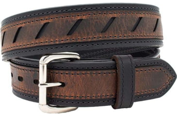 Image of Versacarry Underground Triple-Ply Extra Heavy Duty Leather Belt, Black Base / Brown Patch, 34in, 303/34-2