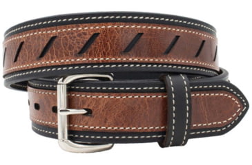Image of Versacarry Underground Triple-Ply Extra Heavy Duty Leather Belt, Black Base / Vintage Tan Patch, 34in, 303/34-T