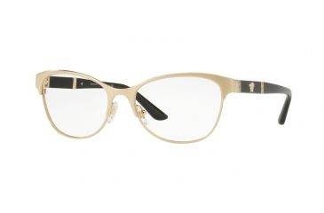 Image of Versace VE1233Q Single Vision Prescription Eyeglasses, 53mm, Brushed Pale Gold, VE1233Q-1339-53-SV
