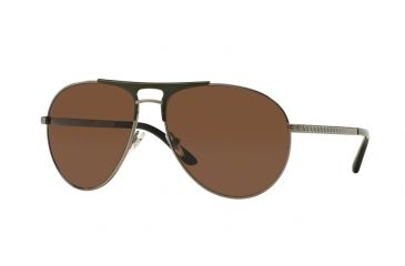 Image of Versace VE2164 Sunglasses 100173-60 - Gunmetal/matte Green Frame, Brown Lenses