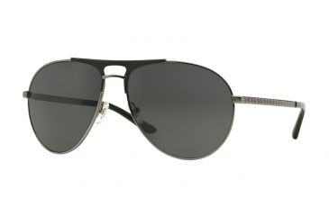 Image of Versace VE2164 Sunglasses 100187-60 - Gunmetal / Matte Black Frame, Gray Lenses