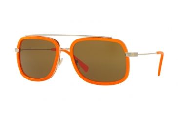 Image of Versace VE2173 Sunglasses 138973-60 - Pale Gold/fluo Orange Frame, Brown Lenses