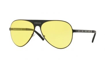 Image of Versace VE2189 Sunglasses 126185-59 - Matte Black Frame, Yellow Lenses
