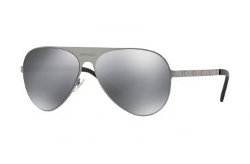 Image of Versace VE2189 Sunglasses 12626G-59 - Brushed Gunmetal Frame, Grey Mirror Black Lenses