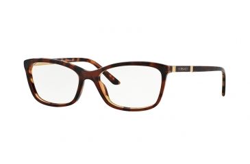 Image of Versace VE3186 Single Vision Prescription Eyeglasses 5077-54 - Amber Havana/havana Frame
