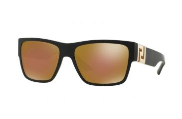 Image of Versace VE4296A Sunglasses 50795A-59 - Sand Black Frame, Brown Mirror Bronze Lenses