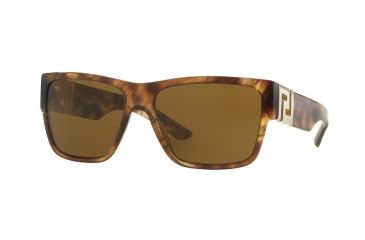 Image of Versace VE4296A Sunglasses 514373-59 - Striped Havana Frame, Brown Lenses