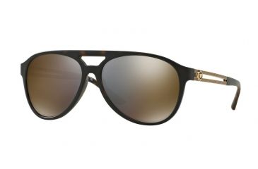 Image of Versace VE4312 Sunglasses 51814T-60 - Matte Havana Frame, Dark Grey Mirror Gold Lenses