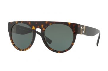 Image of Versace VE4333 Sunglasses 108/71-55 - Havana Frame, Grey Green Lenses