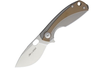 Image of Viper Lille Framelock Tiium Folding Knife, Lille Framelock, 3.63in Closed, 2.5in Satin M390 SS Blade, Bronze Anodized Titanium Handle, Thumb Pull, Pocket Clip, Designed By Jesper Voxnaes, V5962TIBR