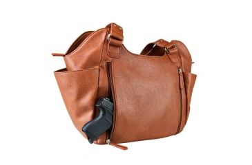 Image of Vism Concealed Carry Quilted Hobo Bag, Brown, Large, BWM002