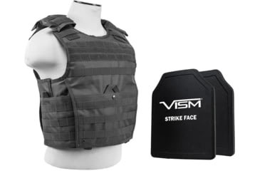 Image of Vism Expert Plate Carrier Vest With 11x14' Level IIIA Shooters Cut 2x Soft Ballistic Panels, Urban Gray, BSLCVPCVX2963U-A