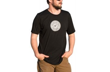 Image of Volquartsen Firearms T-Shirt w/ Volquartsen Firearms White Logo, 50% Poly, Retail fit, Sideseamed - Men's, Black, Large, VCATS-L
