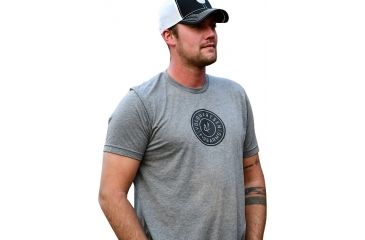 Image of Volquartsen Firearms T-Shirt w/ Volquartsen Firearms Logo, 50% Poly, Retail fit, Sideseamed - Men's, Gray, Large VCATS-G-L