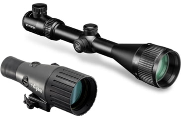 Image of Vortex Crossfire II Hog Hunter 3-12x56mm Rifle Scope, 30mm Tube, Second Focal Plane, Red V-Brite Reticle and TRYBE Optics Enhancer Rifle Scope Magnification Quadrupler