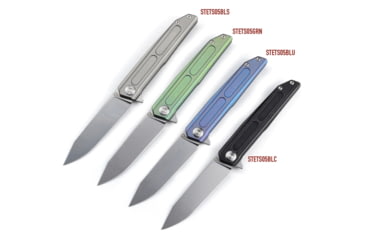 Image of Vouking Knives Samgun Framelock Folding Knife, 4.25in Closed, 3.5in Stonewash 12C27 Sandvik SS Drop Point, Black Tumbled Finish Titanium Handle, Pocket Clip, TS05BLC