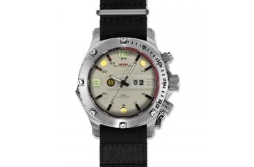 Image of Vulture 47mm Silver Titanium Case, Tan Dial, Black Nylon Band