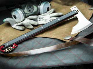 Image of Vulture Equipment Works 20in Stainless Steel Drigung Ax Mk2 w/Stone Wash Finish, Natural VEW-AD-Mk2-SW