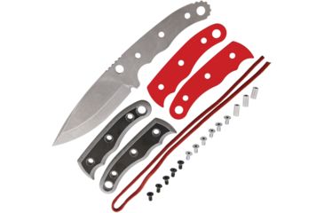 Image of Vulture Equipment Works Cholera Fixed Blade Knife Kit,4.25in 154CM Steel Blade w/Blanks,Red G10 Liners,Micarta Handles,Pins,Screws, VEW-FBC-MK2-KIT