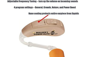 Image of Walkers Digital HD Power Elite Game Ear 50dB AFT Hearing Amplifier, 29 db NRR, Tan, WGE-XGE4B