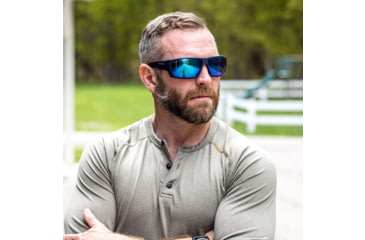 Image of WarBird Fusillade Glasses, Navy Frame/Smoke Lens/Ice Blue Shield, EYFUNYSMIBR