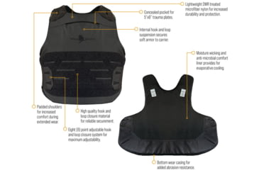 Image of War Bird Ghost Hawk Concealable Armor System with Hoss Level IIIA Ballistics, Navy, Large/Regular, BUSLH3ALRGHN