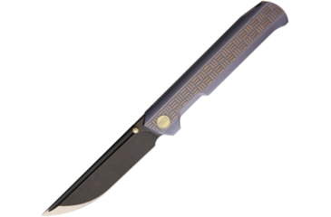 Image of We Knife Co Ltd Model 710 Straight Up Blue Folding Knife, Framelock, 5in Closed, 4in Two-Tone Finish M390 SS Drop Point, Blue Textured Titanium Handle, Black Nylon Zippered Case, Blue, 710C