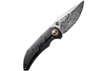 Image of We Knife Co Ltd Riff-Raff Damascus Folding Knife, 4.13in Closed, 3.13in Damasteel Blade, Black/Bronze Stonewash Titanium Handle, Nylon Case, WE22020B-DS1