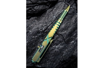 Image of We Knife Co Ltd Tactical Pen, 5in Overall, Glass Breaker, Pocket Clip, Bolt Action Open/Close, Blue Plastic Storage Case, Titanium Construction, Green, Green, TP02B