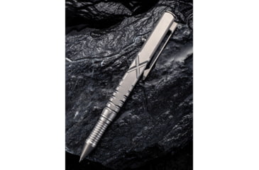 Image of We Knife Co Ltd Tactical Pen, 5in Overall, Pocket Clip, Glass Breaker, Bolt Action Open/Close, Blue Plastic Storage Case, Titanium Construction, Gray, Gray, TP02C