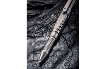 Image of We Knife Co Ltd Tactical Pen, 5in Overall, Pocket Clip, Glass Breaker, Bolt Action Open/Close, Blue Plastic Storage Case, Titanium Construction, Gray, Gray, TP02C