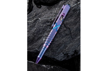 Image of We Knife Co Ltd Tactical Pen, 5in Overall, Pocket Clip, Glass Breaker, Bolt Action Open/Close, Blue Plastic Storage Case, Titanium Construction, Purple, Purple, TP02A