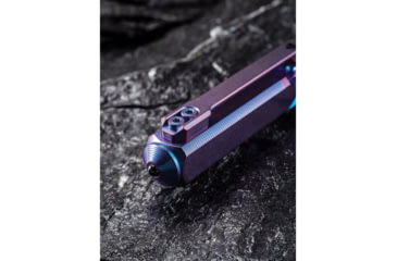 Image of We Knife Co Ltd Tactical Pen, 5in Overall, Pocket Clip, Glass Breaker, Bolt Action Open/Close, Blue Plastic Storage Case, Titanium Construction, Purple, Purple, TP02A