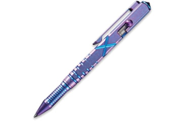 Image of We Knife Co Ltd Tactical Pen, 5in Overall, Pocket Clip, Glass Breaker, Bolt Action Open/Close, Blue Plastic Storage Case, Titanium Construction, Purple, Purple, TP02A