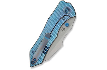 Image of We Knife Co Ltd Weknife High-fin Xl Thumb Stud Knife Diamond Patterned Blue / Purple Titanium Handle 3.48inch Stonewashed Cpm 20cv Blade We24010-2 - WE24010-2