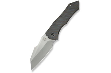 Image of We Knife Co Ltd Weknife High-fin Xl Thumb Stud Knife Diamond &amp; Tiger Stripe Patterned Flamed Titanium Handle 3.48inch Polished Bead Blasted Cpm 20cv Blade We24010-4 - WE24010-4