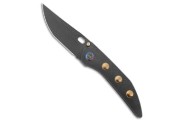 Image of We Knife Co. WE Knife Co. Attor Integral Knife Black Ti + Gold Ti Inlay 3.6" Black SW, Black/Gold, CPM 20CV, adult, BHQ-203181