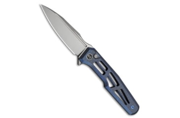 Image of We Knife Co. WE Knife Co. Dressytak Button Lock Knife Skeletonized Blue Ti 3.4" Stonewash, Blue, Bohler M390, adult, BHQ-234063