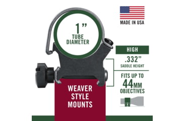 Image of Weaver Detachable Top Mount Rifle Scope Rings, 1in, Low, Matte 49040