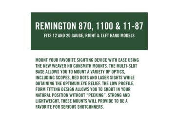 Image of Weaver No Gunsmith Shotgun Saddle Mount, Black - Remington 870, 1100, 1187 - 48340