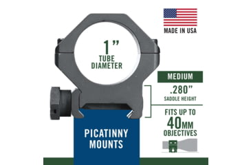 Image of Weaver Tactical Four Hole Picatinny X-High 1in., Black Matte 99513