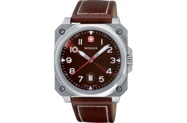 Image of Wenger AeroGraph Cockpit Mens Brown Rectangle Dial w/ Brown Strap 72423