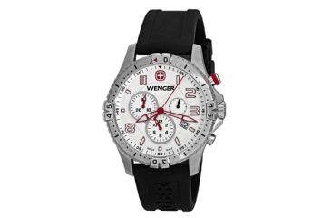 Image of Wenger Mens Squadron Chrono Swiss Watch w/ black dial, bracelet 77050