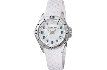 Image of Wenger Womens Squadron White Dial, Blue Numbers, White Strap 0121.104